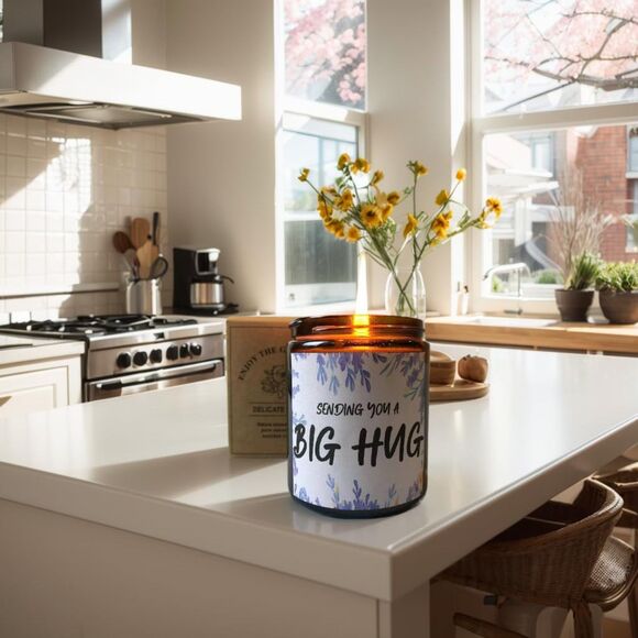 Lavender Candle 7oz Natural Soy Wax&100PCS DIY Letter Beads Mother's Day Gift - Picture 5 of 9